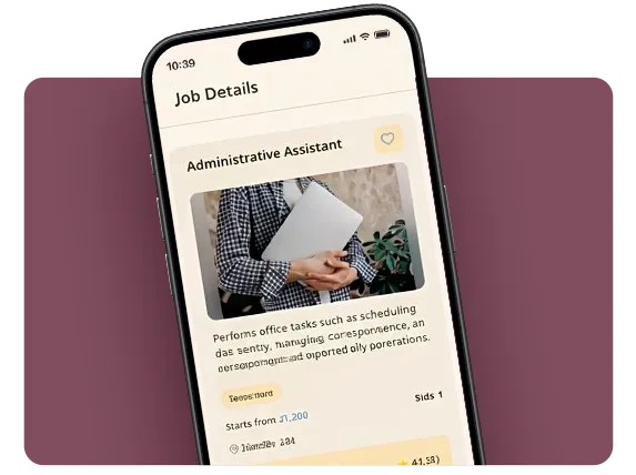 Biddy Jobs poster app screen